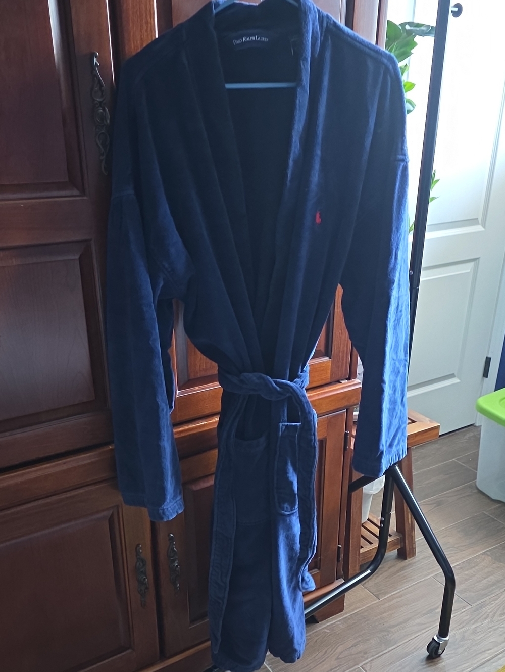 Men's Polo by Ralph Lauren Navy Cotton Terry Robe Size L